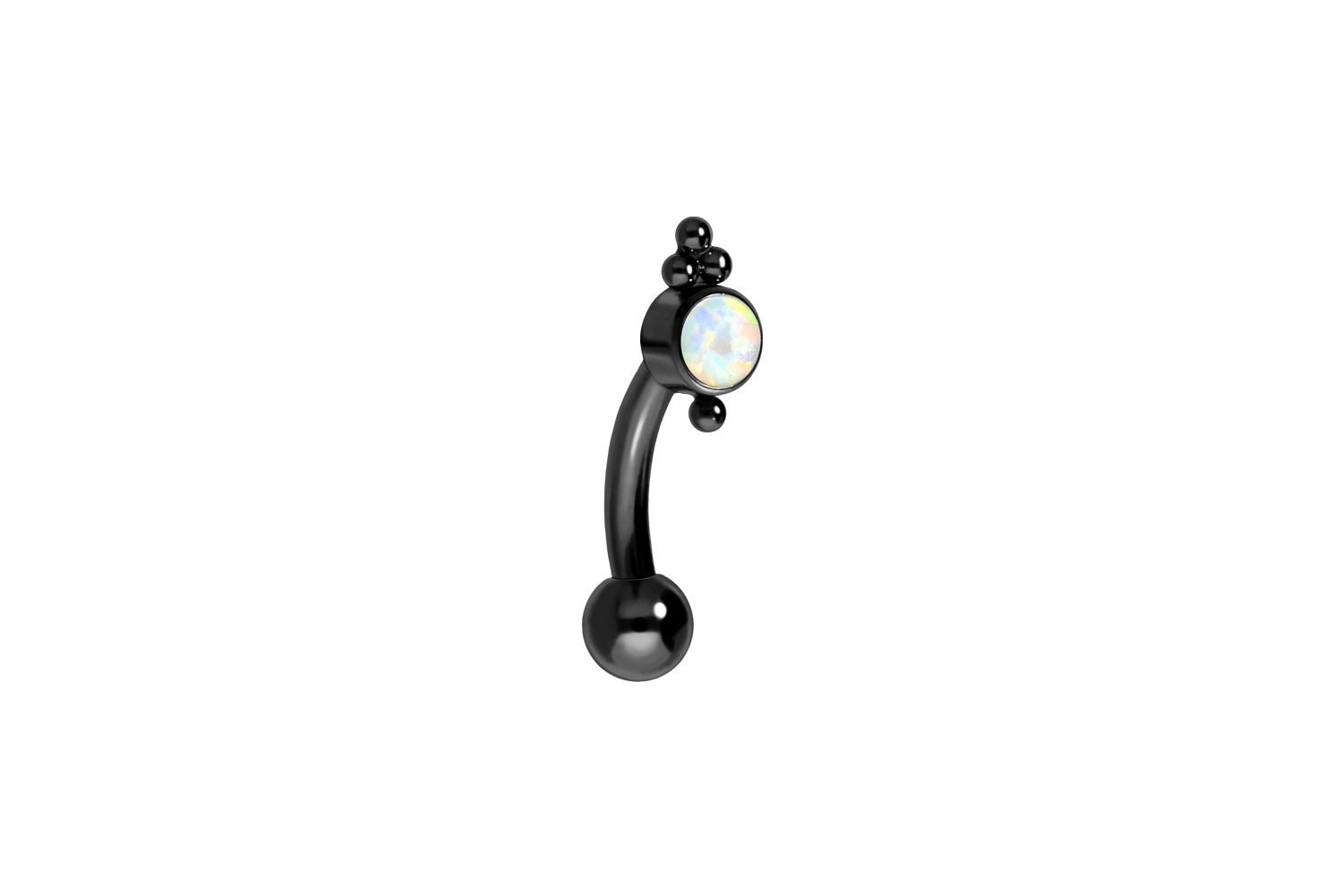 Titan Piercing Banane mit Push Fit SYNTHETISCHER OPAL + KUGELN